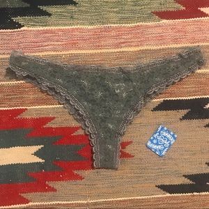 NWT Free People Gray Lace Cheeky Underwear L